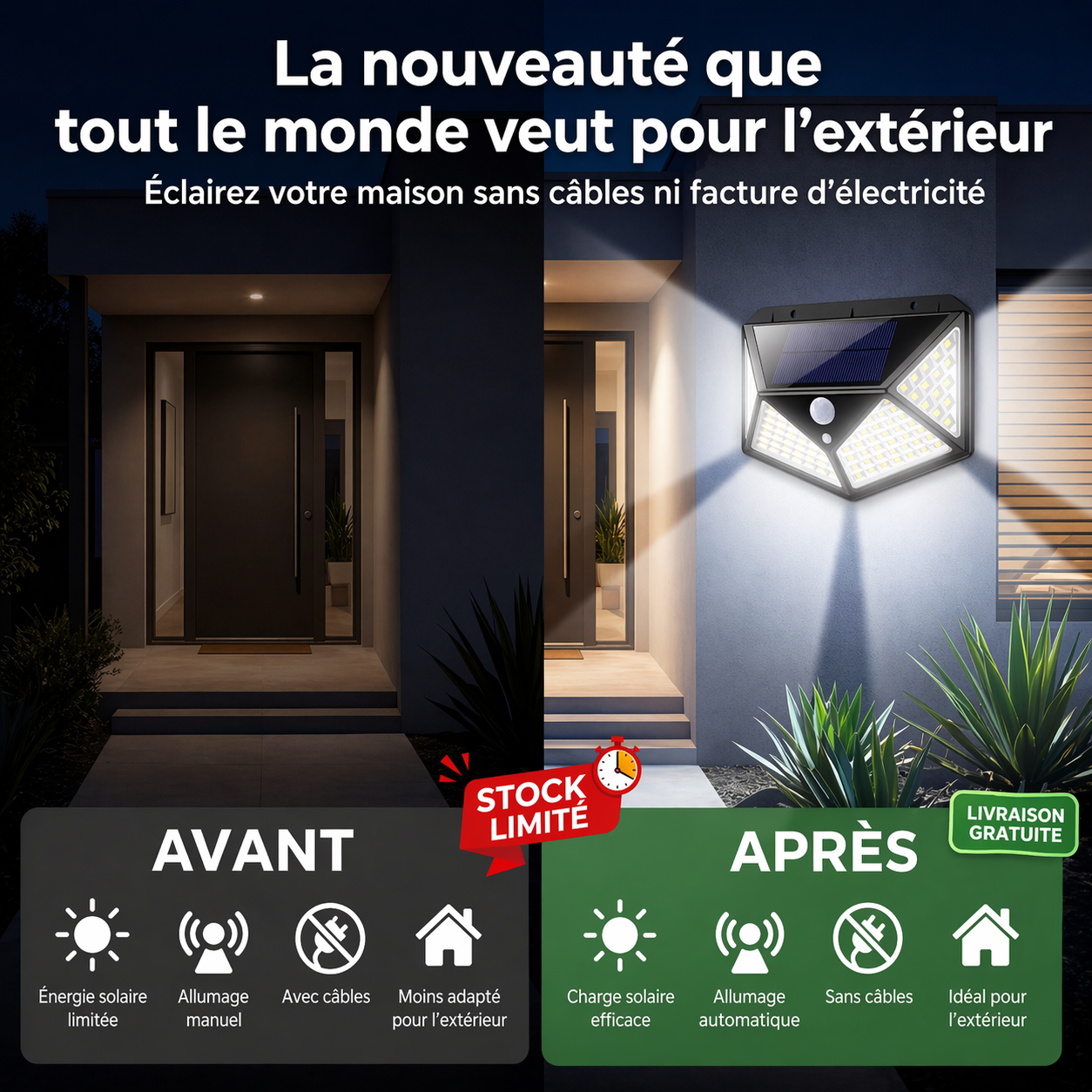 Vous rentrez encore dans le noir ? LumiGuard illumine et protège votre maison — chaque nuit