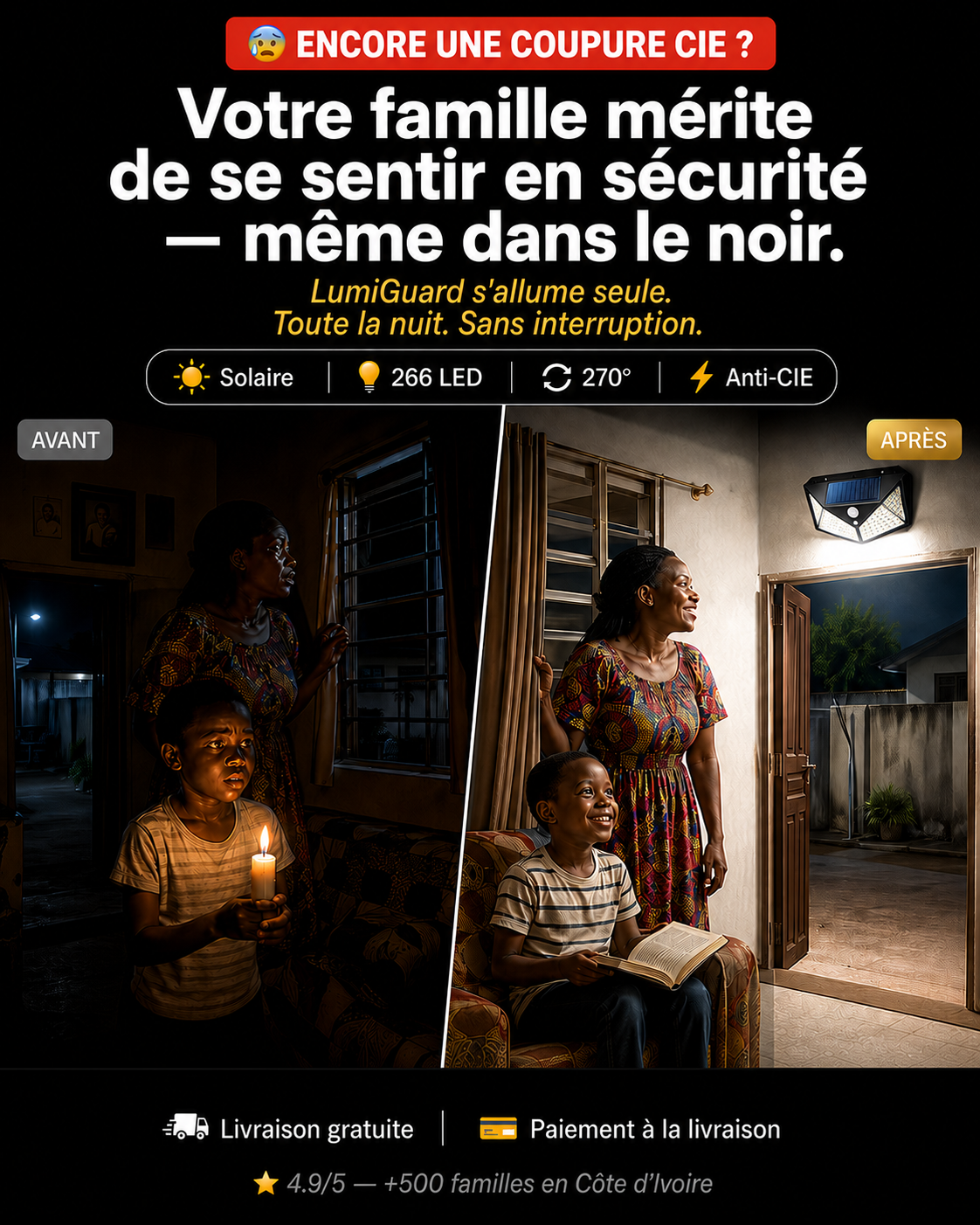 Vous rentrez encore dans le noir ? LumiGuard illumine et protège votre maison — chaque nuit