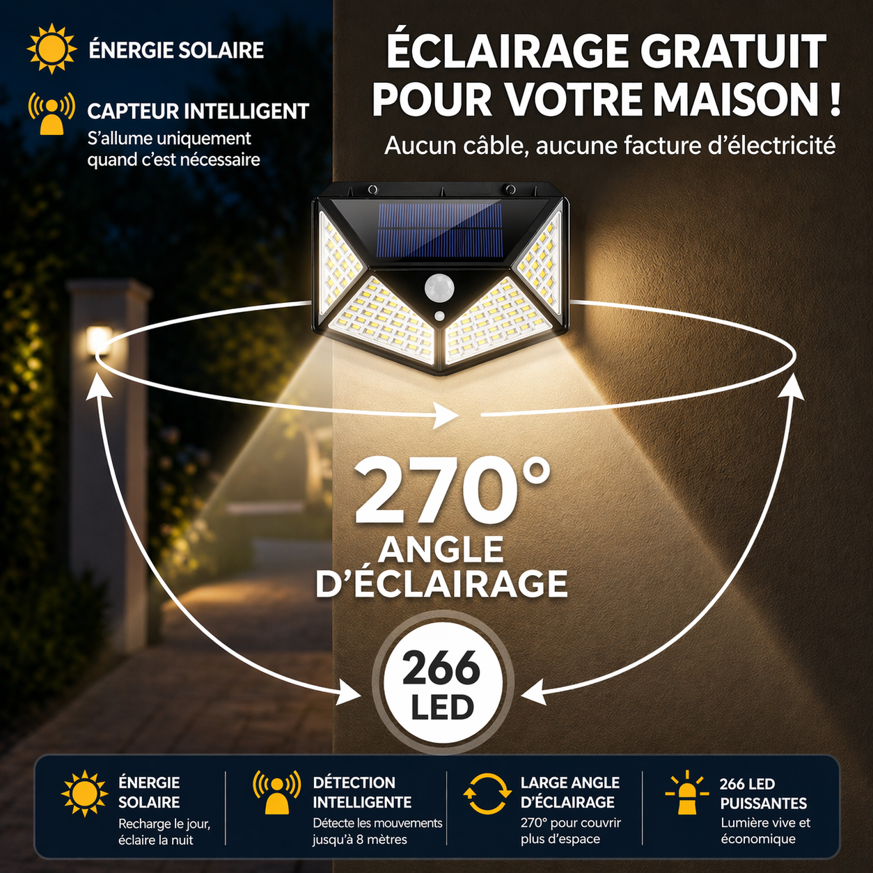 Vous rentrez encore dans le noir ? LumiGuard illumine et protège votre maison — chaque nuit