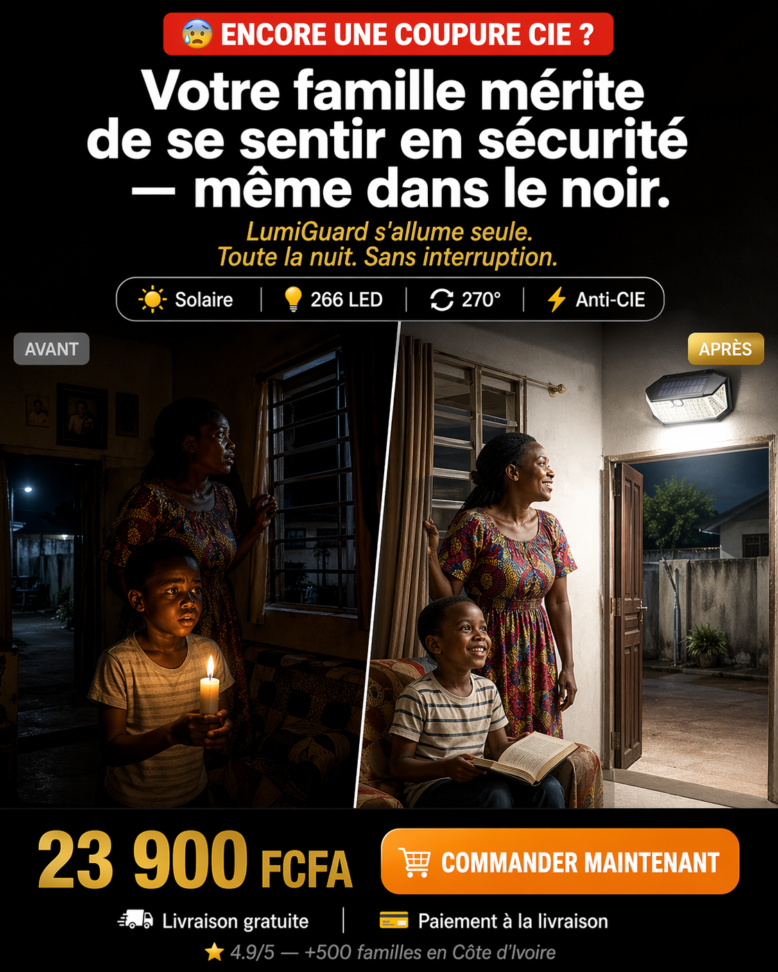 Vous rentrez encore dans le noir ? LumiGuard illumine et protège votre maison — chaque nuit